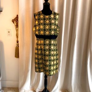 Milly Silk Graphic Dress in Gold, Green, and Black Size 10